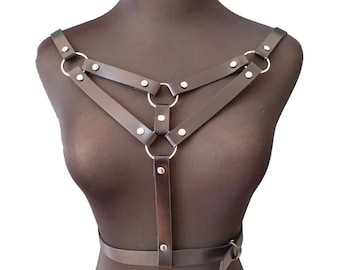 Goth Chest Harness | Korean Japanese Style Leather Top with Belt