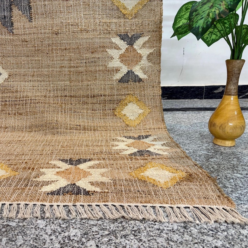Boho Geometric Natural Fiber Carpet Ethnic Pattern Home Decor Handwoven ...