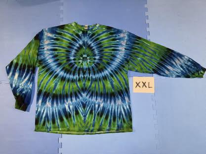 タイダイTシャツ～長袖アクアスパイダースパイラル～大人用XXLサイズ