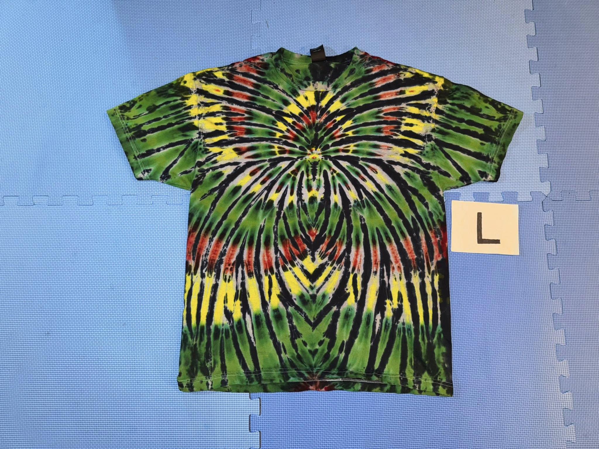 Tie Dye T-Shirt ~ Rasta Spider Spiral ~ i_5078 ~  Adult Large