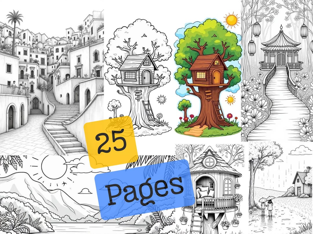 House Coloring Pages 25 for Kids & Adults (free Printable PDF) - Etsy