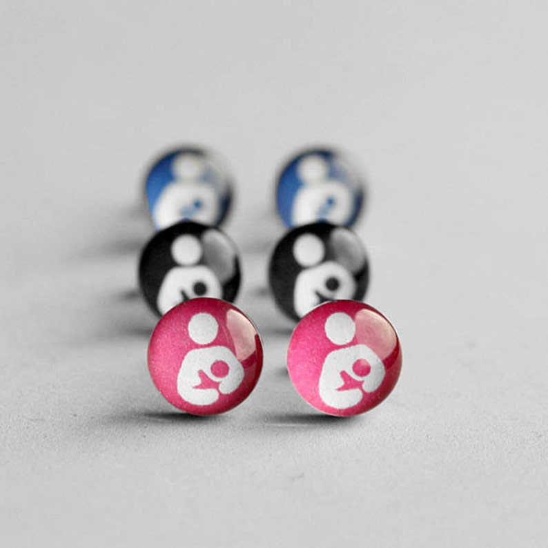 Breastfeeding symbol posts Surgical steel studs Nursing image 3