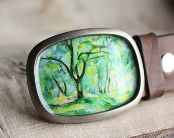 Forest belt buckle, Cezanne Belt Buckle, Wearable Art Belt Buckle