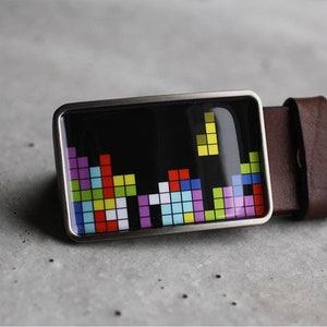 Tetris Belt Buckle, Geek Belt Buckle, Computer game, Video game, Retro belt buckle, gift for him, men's belt buckle