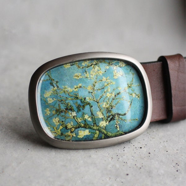 Van Gogh Belt Buckle, Blossoming Almond Tree, Floral Belt Buckle, Gift for Her