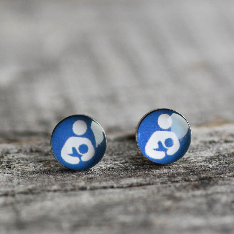 Breastfeeding symbol posts Surgical steel studs Nursing image 5
