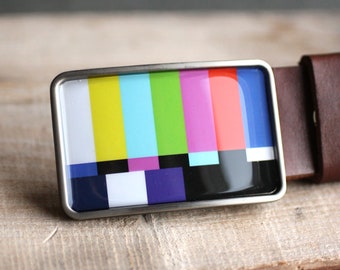 Color Bars Belt buckle TV Test Pattern Belt Buckle  for men gift for him mens belt buckle  Television Belt Buckle Retro Belt Buckle