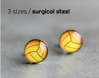 Waterpolo ball post earrings, Surgical steel stud, Sport earring studs, mens earrings, earrings for men, gift for him, sport ball stud
