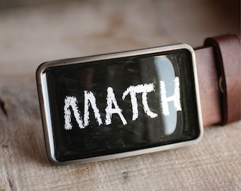 Math Belt Buckle, Pi Symbol Belt Buckle, Science Belt Buckle, Geek, Geekery, Chalk, Blackboard