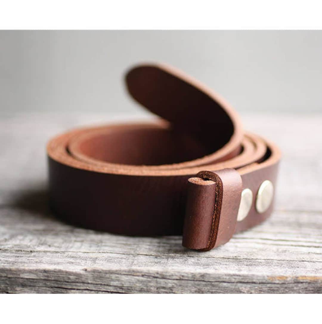 Genuine Leather Snap Belt, BROWN Snap on Belt, Belt Strap for Buckle