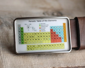 Periodic Table Belt Buckle, Chemistry Belt Buckle, Science Belt Buckle, Geek buckle