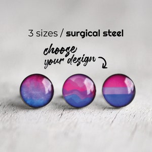 Subtle Bisexual earring stud, Surgical steel studs, LGBTQ Pride post earring , Equality stud, Tiny earrings, Unisex Resin posts, Pride stud