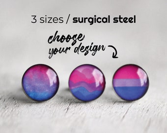 Subtle Bisexual earring stud, Surgical steel studs, LGBTQ Pride post earring , Equality stud, Tiny earrings, Unisex Resin posts, Pride stud