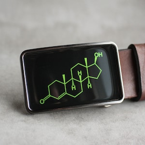 Testosterone Belt Buckle, Mens belt buckle, Molecule Belt Buckle, Science belt buckle, Chemistry belt buckle, gift for him, cool belt buckle image 1