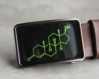 Testosterone Belt Buckle, Mens belt buckle, Molecule Belt Buckle, Science belt buckle, Chemistry belt buckle, gift for him, cool belt buckle