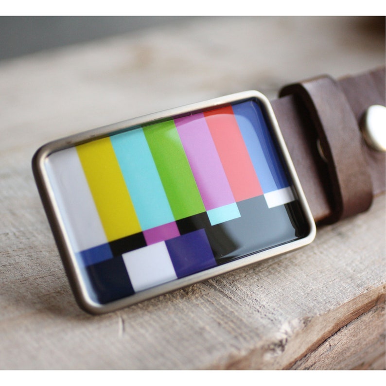 Color Bars Belt buckle TV Test Pattern Belt Buckle for men gift for him mens belt buckle Television Belt Buckle Retro Belt Buckle image 3