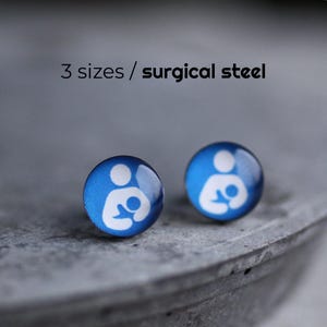 Breastfeeding symbol posts, Surgical steel studs, Nursing earring, Tiny earring studs, Maternity earrings, gift for mother
