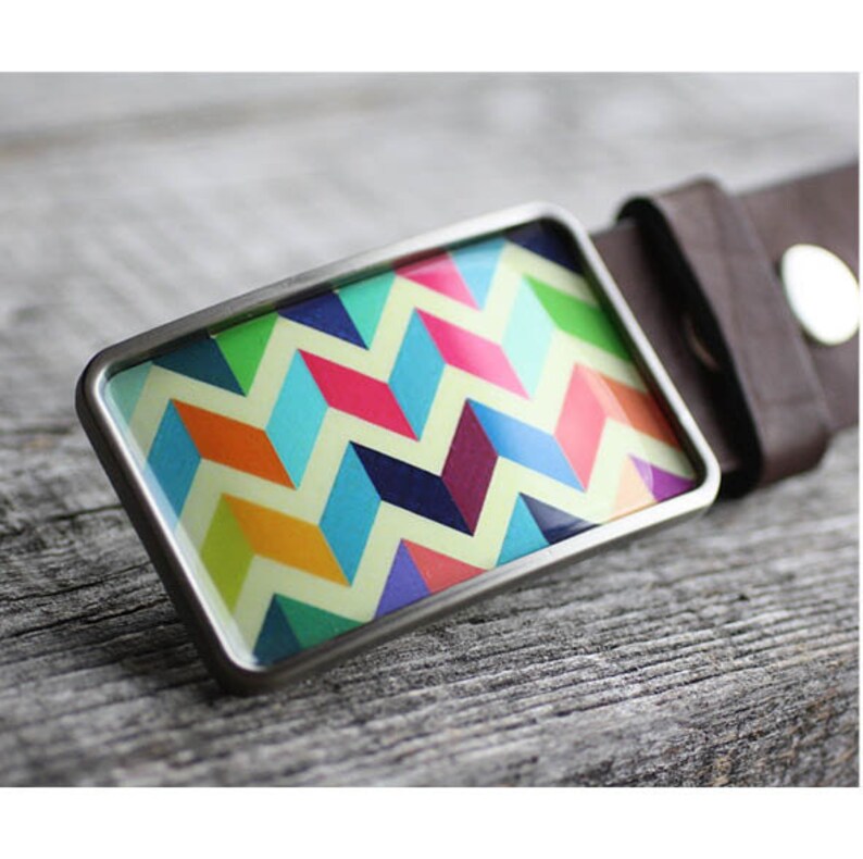 Angular Chevron Buckle Leather Belt - Black main image 1