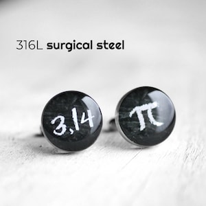 Pi Cufflinks, Math Cufflinks, Stainless Steel cufflinks science cufflinks geekery cufflinks, wedding cufflink, groom, groomsmen