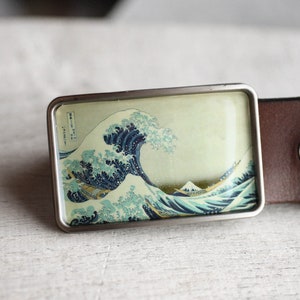 The Great Wave off Kanagawa Belt Buckle, Hokusai Belt buckle, Japanese art buckle, resin belt buckle, For Her, for Him