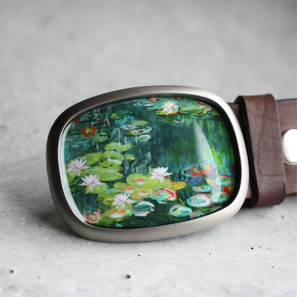 Monet belt buckle, Water lilies Belt Buckle, Art Belt Buckle