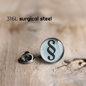 Lawyer lapel pin, Paragraph pin badge, Stainless steel tie tack, Law attorney solicitor advocate magistrate barrister law graduate gift