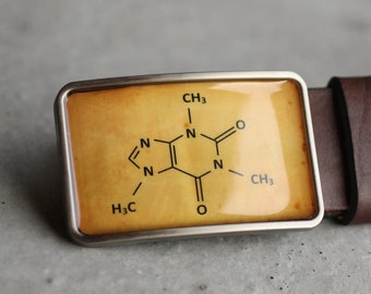 Caffeine Belt Buckle, Molecule Belt Buckle, Science belt buckle