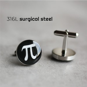Pi Symbol Cufflinks, Surgical steel cufflinks, Math Cufflinks, Mens Cufflinks, gift for him, science cufflinks, wedding cufflinks