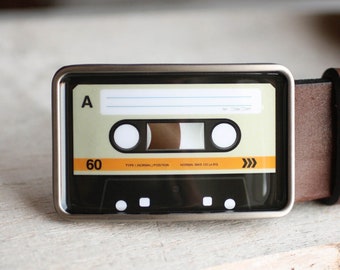 Boucle de ceinture de cassette audio, boucle de ceinture de cassette audio, boucle de ceinture rétro, boucle de ceinture musicale