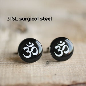 Om Cuff link, Surgical steel cufflink, Zen Cuff link, wedding cufflink, groom, groomsmen