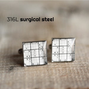 Sudoku Cuff link, Surgical steel cuff link, Geek Cuff link, wedding cufflink, groom, groomsmen