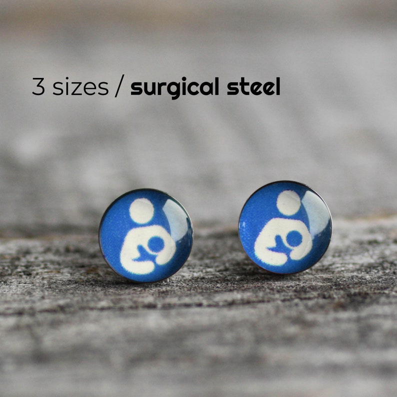 Breastfeeding symbol posts Surgical steel studs Nursing image 1