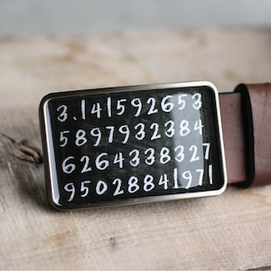 Pi Digits Belt Buckle, Math Belt Buckle, Science Belt Buckle, Geek buckle, black board, chalk