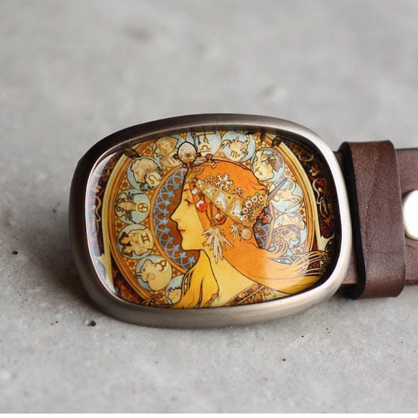 Boucle de ceinture Art Nouveau en bronze et coraux