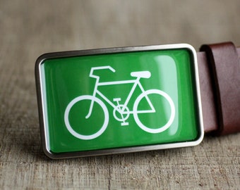 Bike Belt Buckle, Sport Belt Buckle, Bicycle belt buckle, Green belt buckle, bike gift idea