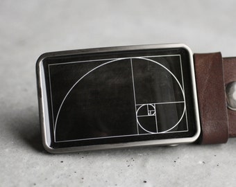 Golden Ratio Gürtelschnalle, Fibonacci Gürtelschnalle, Mathe Geschenk, Wissenschaftsgeschenk Ingenieur Geschenk Architekt Geschenk Geek Gürtelschnalle Herren Gürtelschnalle