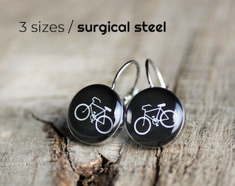 Bicycle earring, Surgical steel earring, Sport dangle earring, Bike leverback earring, gift for her, womens earring