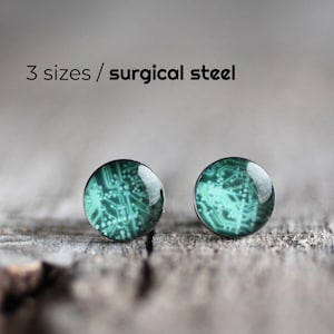 PCB ear studs, Surgical steel posts, Geek earring studs, mens earrings, gift for him