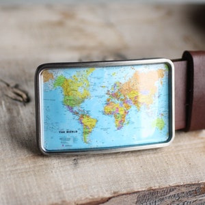 Boucle de ceinture de carte politique du monde, boucle de ceinture de carte du monde, boucle de ceinture pour hommes, cadeau pour lui