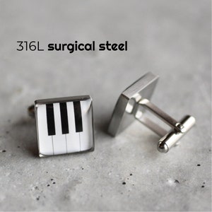 Piano Cufflink, Stainless steel cuff link, Music Cuff link, musician cuff link, wedding cufflink, groom, groomsmen