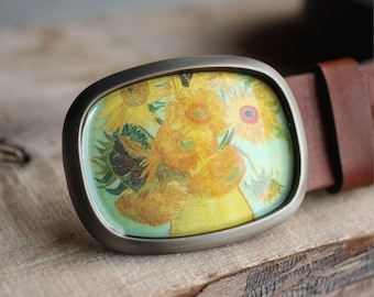 Floral Belt Buckle, Van Gogh Belt Buckle, Sunflowers Belt Buckle, Wearable Art