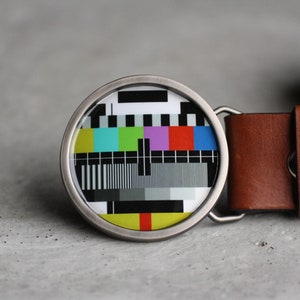 Monoscope Belt Buckle, TV Test Pattern Belt Buckle, Retro Belt Buckle
