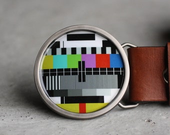 Monoscope Belt Buckle, TV Test Pattern Belt Buckle, Retro Belt Buckle