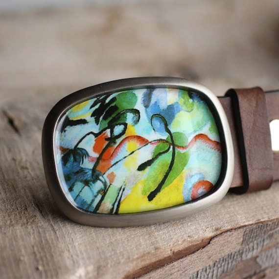 Abstract Multicolor Oval belt buckle Sunflower Belt Buckle - Abstract Mother Nature Handmade Oval  main image 3