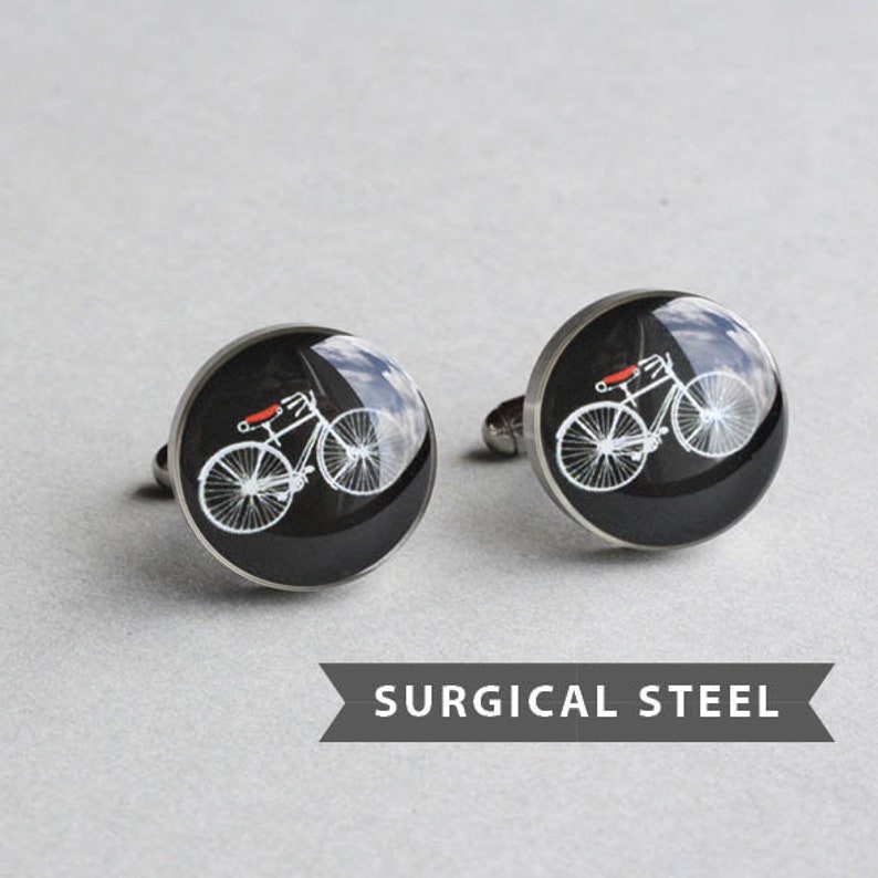 groomsmen Sport cufflinks Vintage Bike cufflinks Wedding cuff links for groom Surgical steel cuff link