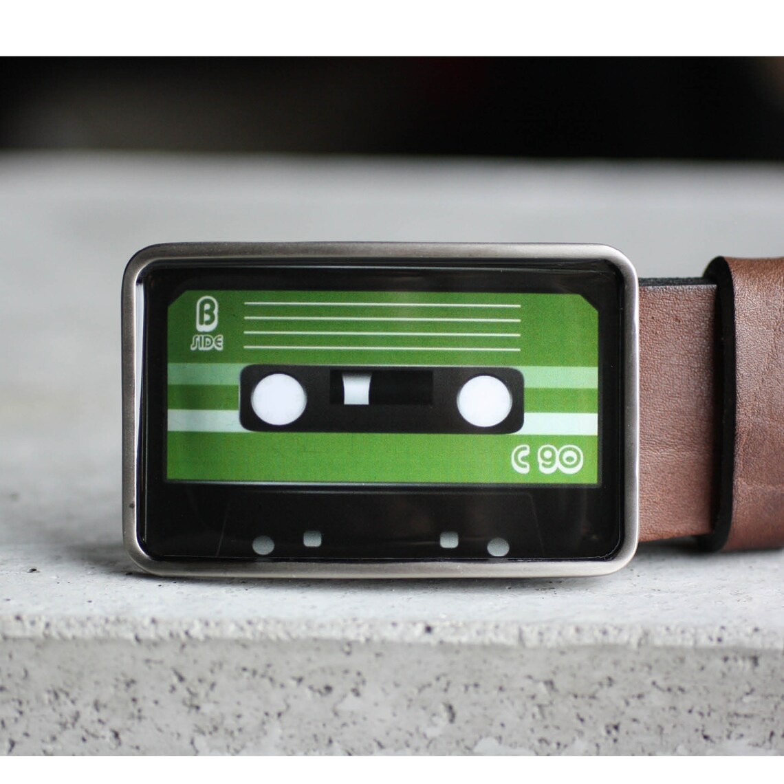 Audio Cassette Belt Buckle Retro Belt Buckle Green Belt Etsy