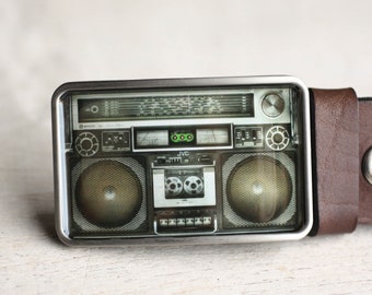 Music Belt Buckle, Retro Boombox Belt Buckle, Gift for him, Gift for men, men's belt buckle