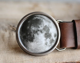 Full Moon Circle Belt Buckle, Moon Gift for Him for Her, Space gift idea