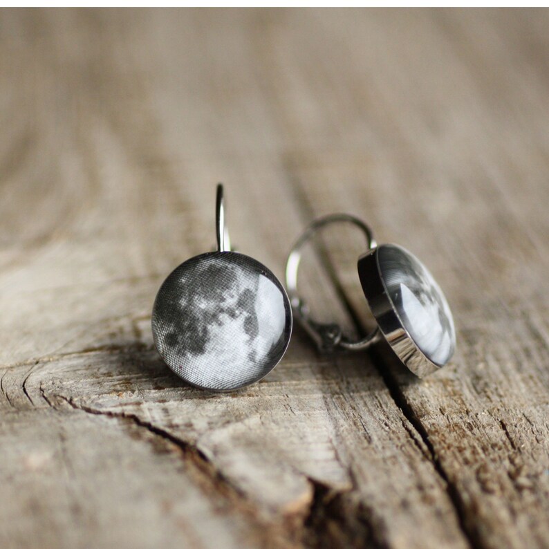 Full Moon Earring Surgical Steel Earring Leverback Etsy