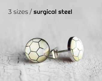 Handball stud earrings, Surgical steel post, handball earring studs, mens earrings, sport ball stud sport jewelry